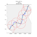 Kemijoki measured with 50 km measure stick. The distance doesn't exactly match up, and the last 12 km is missing.
