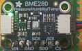 The Adafruit BME280 has SPI and I2C but also Stemma/QT connectors. Note the green on light when powered.